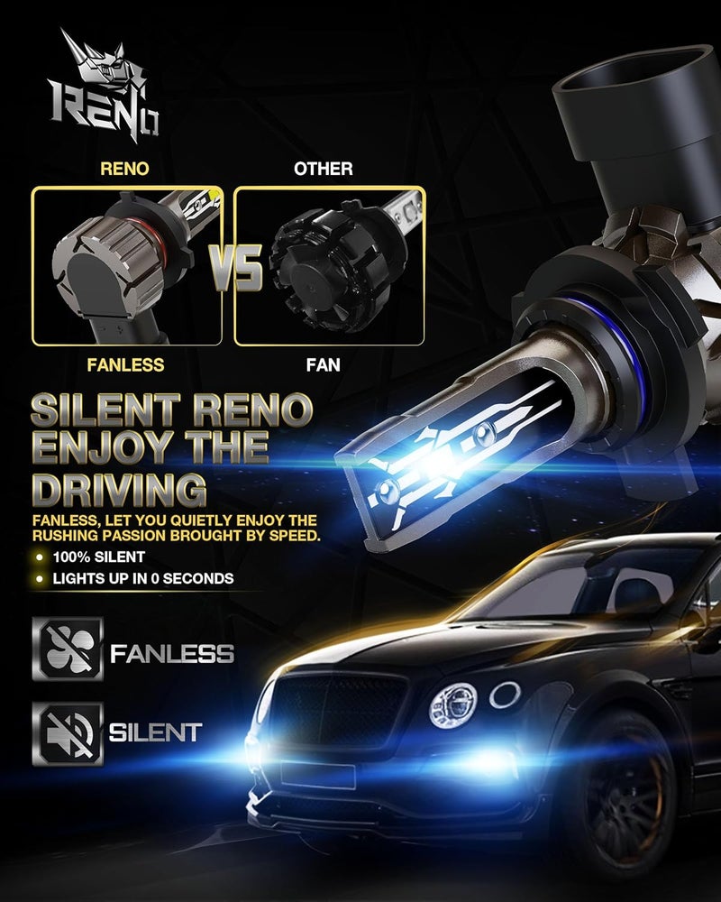 Reno 9012 Bulb, 9012 Fog Light 6500K White Fanless In Line Auxiliary Fog Bulbs Plug and Play, Pack of 2 - Image 5